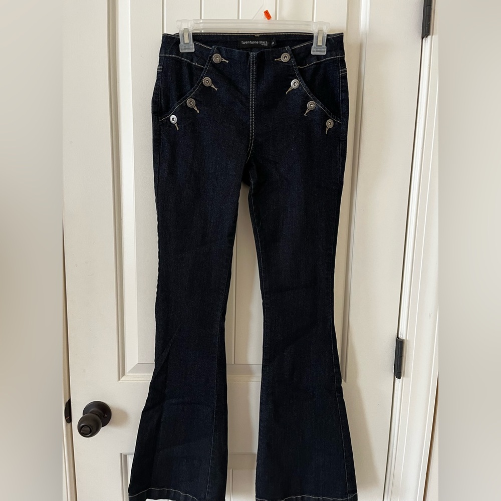 High Rise Flare Dark Denim Jeans (Used Good Condition)